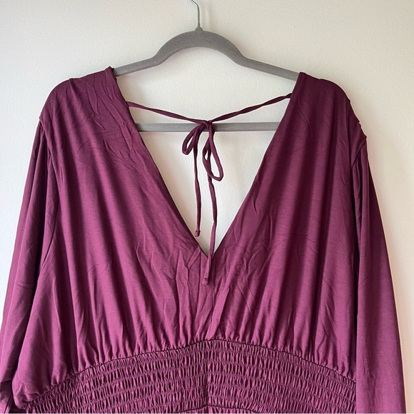 Old Navy Plum Maxi Dress XXL Smocked Waist Long Sleeve V-Neck Boho New NWT - Picture 14 of 15